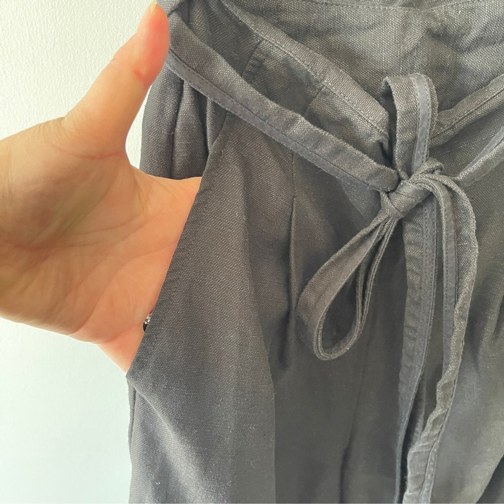 Aritzia Black Sleeveless Jumpsuit linen wide leg wrap top office casual neutral - Picture 8 of 13